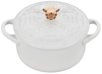 Le Creuset Noel Collection Mini Cocotte with Embossed Tree and Gold Star Knob, White, 24 oz
