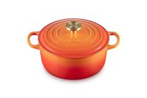 Le Creuset 4.5 Qt Round Oven, Flamme Doree with Crucible Knob