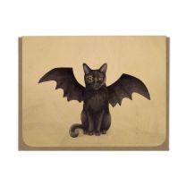 Amy Rose Moore Tini Bat Cat Greeting Card