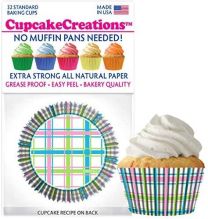 Cupcake Creations Cupcake Liners Pastel Plaid Pack of 32