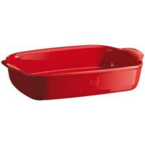 Emile Henry Medium Rectangular Baking Dish Burgundy Red 14 x 9
