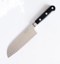 Lamson 7-inch Premier Forged Kullenschliff Granton Edge Santoku Knife - Midnight 