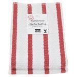 Now Designs Dishcloth Red Stripe Basketweave Set of 2