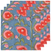 Poppy Block Print Napkin set of 4