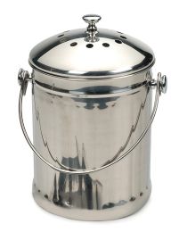 RSVP Endruance Stainless Steel 1 Gallon Compost Pail with Filters