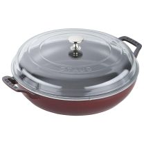 Staub Braiser with Glass Lid 35 Quart Grenadine