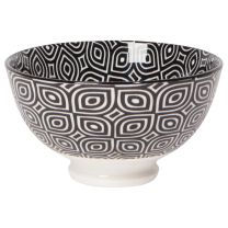 Now Designs Stamped Bowl 4" Black and White Geo