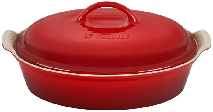 Le Creuset Heritage Covered Oval Dish, 4 qt, Cherry Red