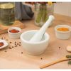 White Porcelain Mortar & Pestle with our spout